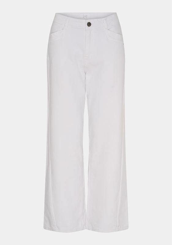 Byxor - Como Twill Wide Pant – White